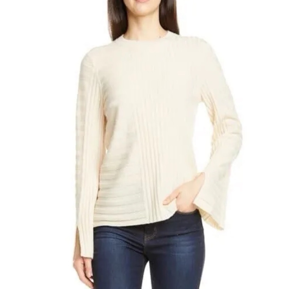 🔥🔥Equipment - Emmaline Mixed Rib Wool Cashmere Sweater - brzl sand color / L